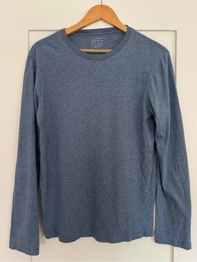 J. Crew Long Sleeve Blue Crewneck Cotton Tee EUC
